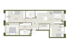 3-к квартира, вторичка, 82м2, 1/8 этаж