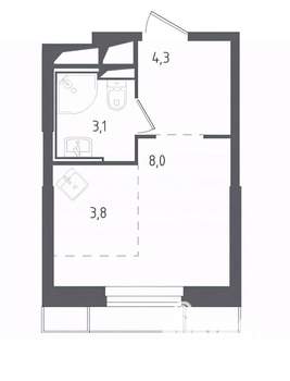 Студия квартира, вторичка, 20м2, 8/28 этаж
