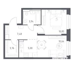1-к квартира, вторичка, 42м2, 19/24 этаж