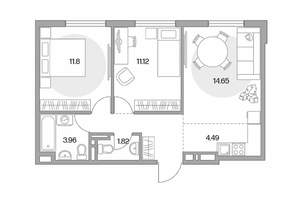 3-к квартира, строящийся дом, 53м2, 4/6 этаж