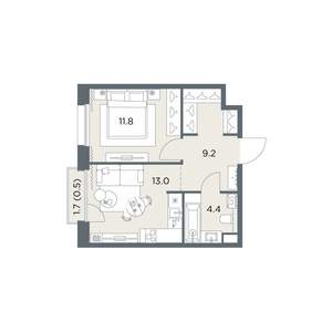 1-к квартира, вторичка, 39м2, 4/6 этаж