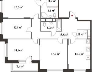 1-к квартира, вторичка, 42м2, 4/6 этаж