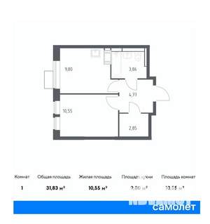 1-к квартира, вторичка, 32м2, 14/25 этаж