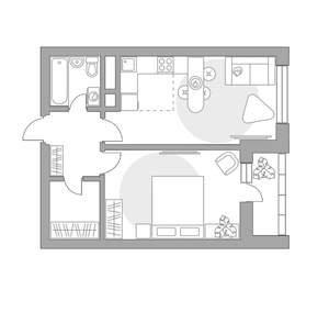 2-к квартира, строящийся дом, 45м2, 23/25 этаж