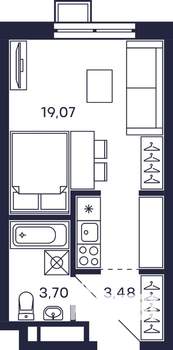 Студия квартира, строящийся дом, 27м2, 20/28 этаж