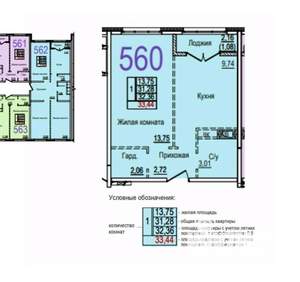 1-к квартира, вторичка, 33м2, 8/9 этаж