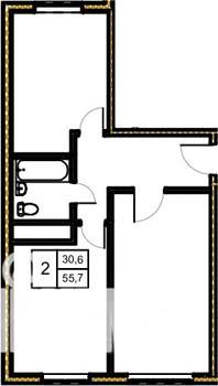 2-к квартира, вторичка, 56м2, 5/5 этаж
