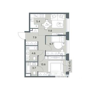 3-к квартира, вторичка, 57м2, 4/6 этаж