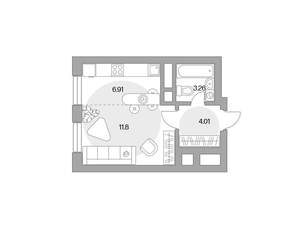 Студия квартира, вторичка, 26м2, 15/24 этаж