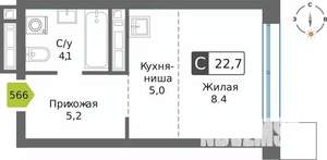 Студия квартира, вторичка, 23м2, 16/32 этаж
