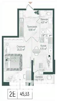 1-к квартира, вторичка, 47м2, 9/10 этаж