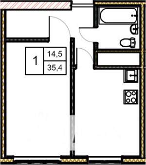 1-к квартира, вторичка, 36м2, 5/5 этаж