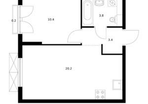 1-к квартира, вторичка, 38м2, 8/9 этаж