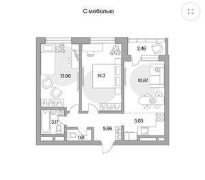 3-к квартира, строящийся дом, 56м2, 22/23 этаж