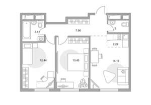 3-к квартира, строящийся дом, 56м2, 14/14 этаж