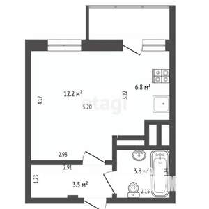 Студия квартира, вторичка, 26м2, 16/25 этаж