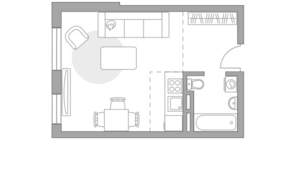 Студия квартира, вторичка, 30м2, 5/6 этаж