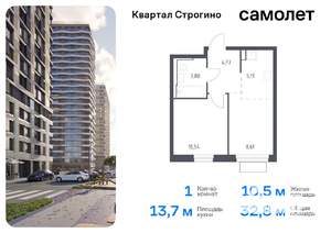 1-к квартира, вторичка, 33м2, 11/24 этаж