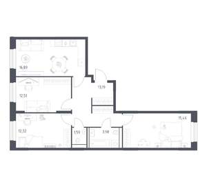 3-к квартира, вторичка, 76м2, 21/24 этаж