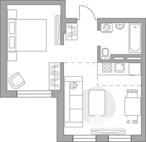 2-к квартира, строящийся дом, 35м2, 5/6 этаж