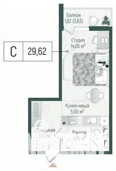 Студия квартира, вторичка, 31м2, 7/10 этаж