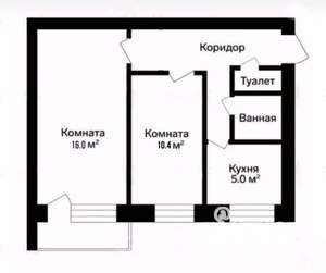 2-к квартира, вторичка, 44м2, 5/5 этаж