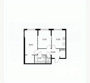 2-к квартира, вторичка, 57м2, 1/9 этаж