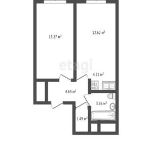 1-к квартира, вторичка, 42м2, 2/24 этаж