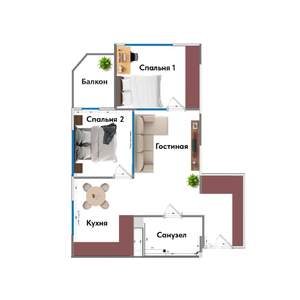 3-к квартира, вторичка, 60м2, 2/9 этаж