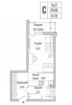 Студия квартира, вторичка, 32м2, 3/9 этаж
