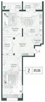 2-к квартира, вторичка, 90м2, 8/10 этаж