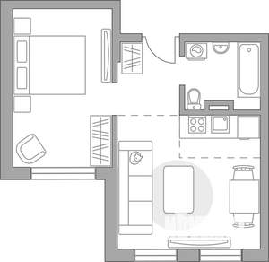 2-к квартира, вторичка, 35м2, 1/6 этаж