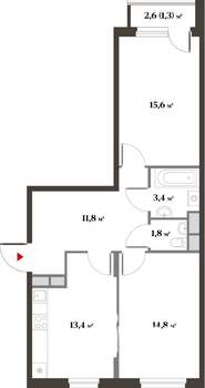 2-к квартира, вторичка, 62м2, 4/6 этаж