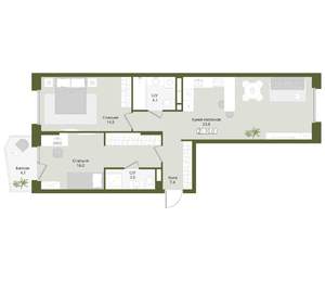 2-к квартира, вторичка, 70м2, 5/8 этаж