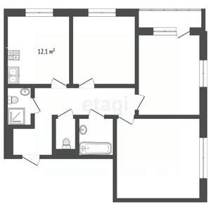 3-к квартира, вторичка, 77м2, 3/6 этаж