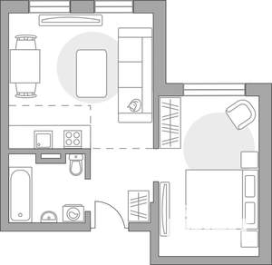 2-к квартира, вторичка, 35м2, 1/6 этаж