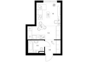 Студия квартира, вторичка, 25м2, 6/9 этаж