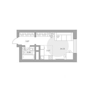 Студия квартира, вторичка, 24м2, 22/25 этаж