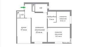3-к квартира, вторичка, 82м2, 8/17 этаж
