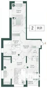 2-к квартира, вторичка, 92м2, 5/10 этаж