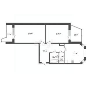 2-к квартира, вторичка, 61м2, 10/17 этаж