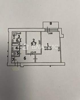 2-к квартира, вторичка, 45м2, 4/9 этаж