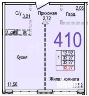 1-к квартира, вторичка, 32м2, 6/8 этаж