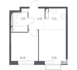 1-к квартира, вторичка, 36м2, 12/15 этаж