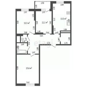 3-к квартира, вторичка, 74м2, 15/25 этаж