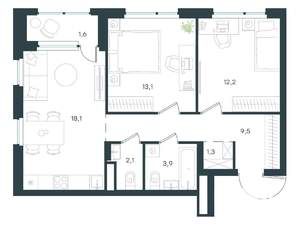 2-к квартира, вторичка, 62м2, 8/15 этаж