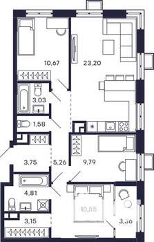 3-к квартира, вторичка, 81м2, 11/28 этаж