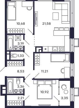 3-к квартира, вторичка, 76м2, 11/28 этаж
