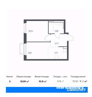 1-к квартира, вторичка, 33м2, 19/24 этаж