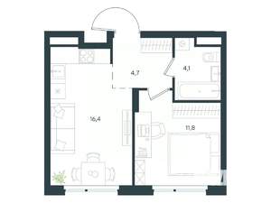 1-к квартира, вторичка, 37м2, 15/15 этаж